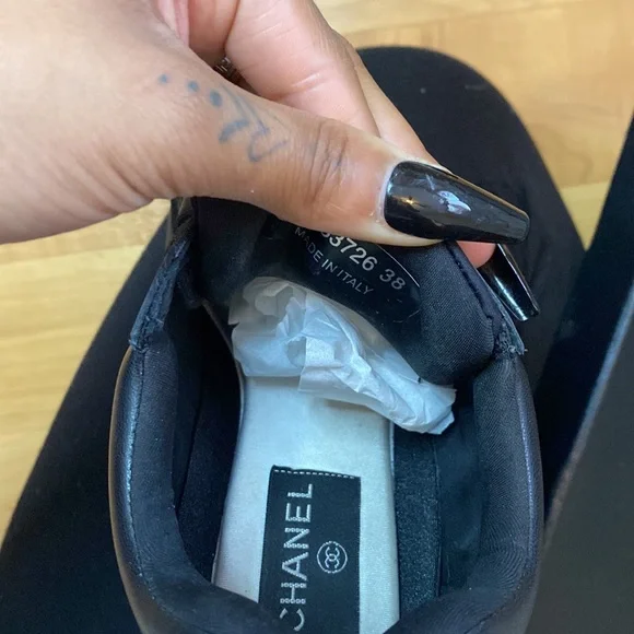 Brand new: Black suede Chanel tennis shoes. Size 38in womens (7). - Picture 4 of 5